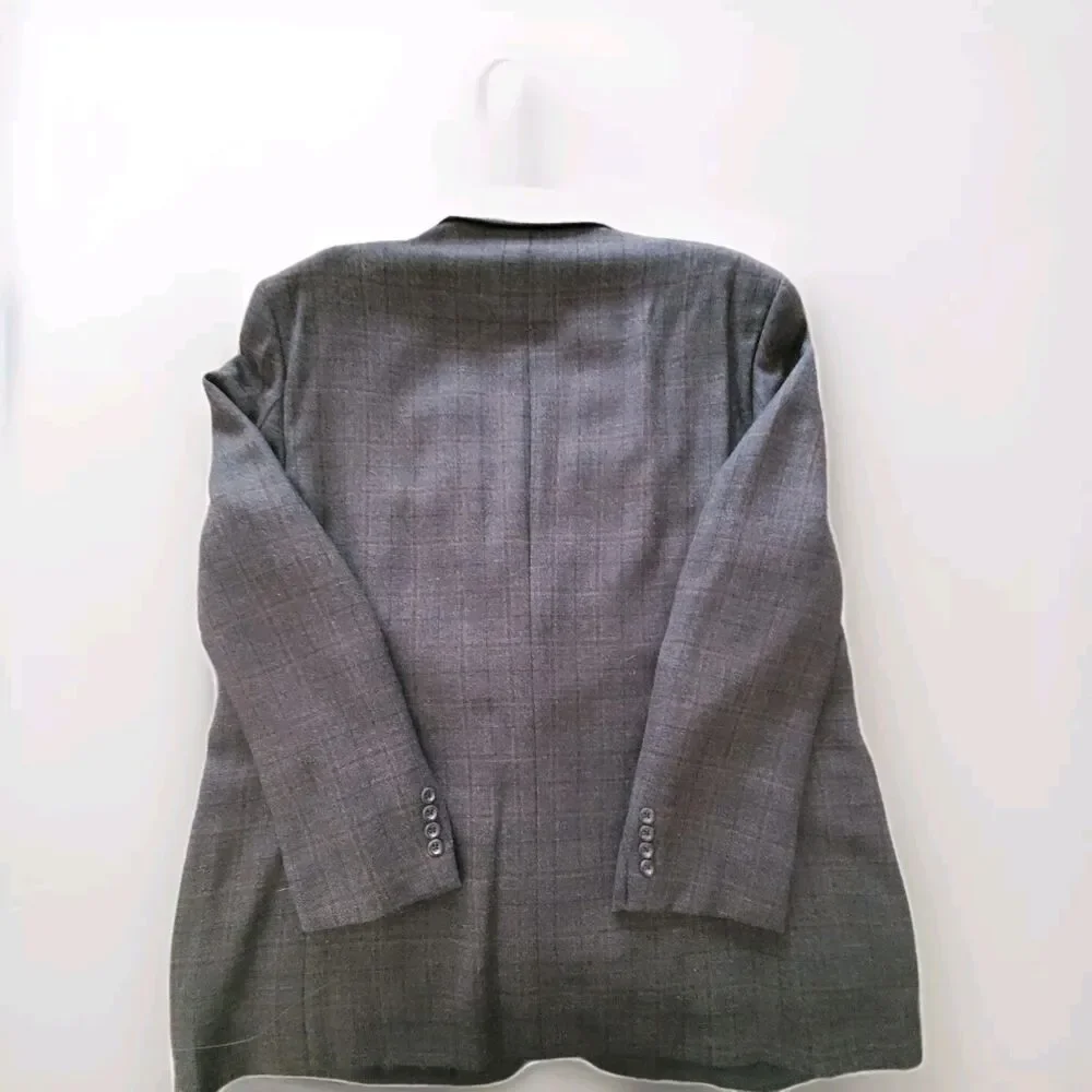 Pronto Uomo Platinum 100% Wool Mens 48L Blazer Suit Jacket Sport Coat Brown Grey